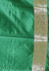 Off White with Green Korial Banarasi Silk Saree With Blouse Piece - Adi Akshoy & Co.