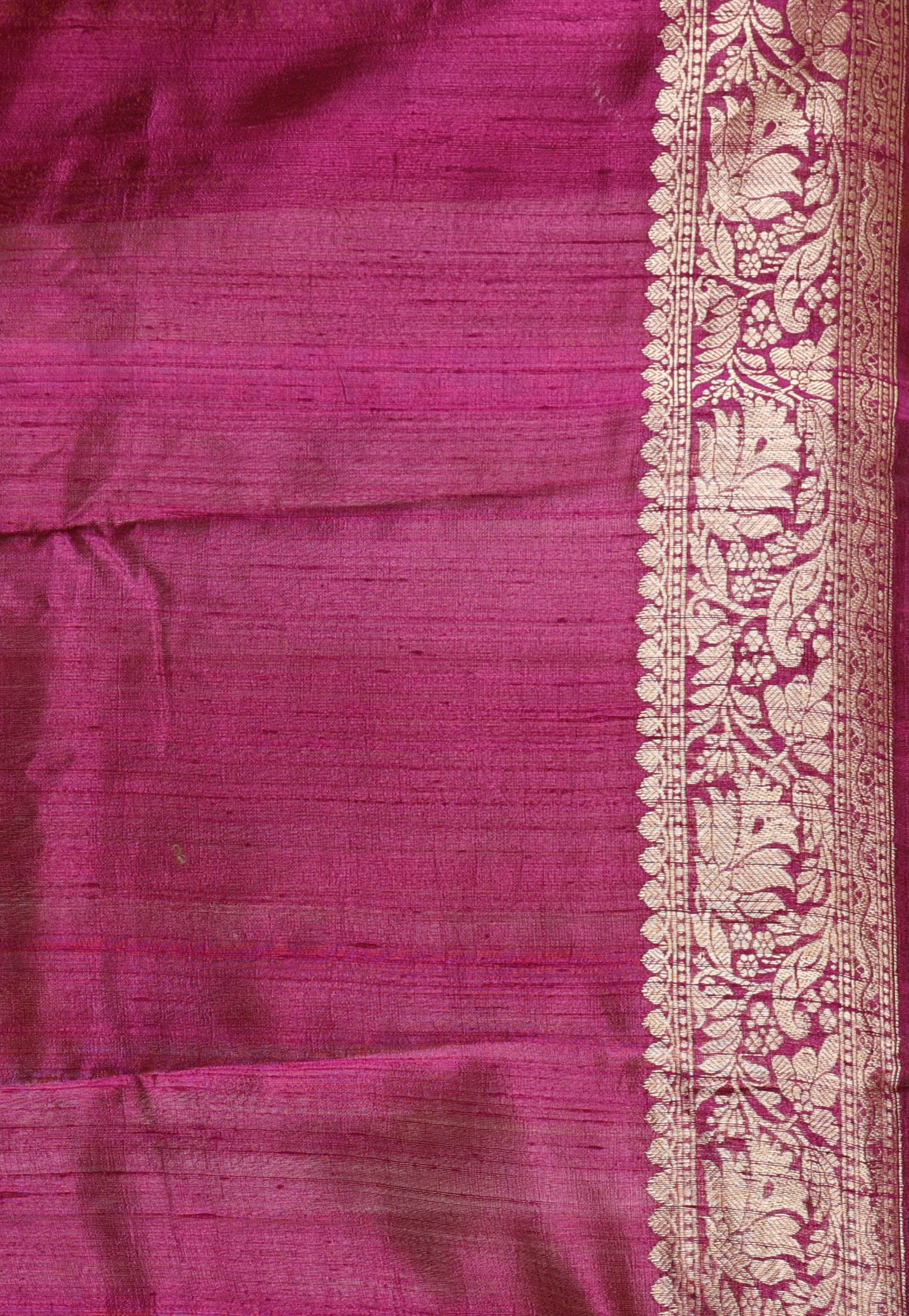 Off White Tussar Pure Silk Saree with Blouse Piece - Adi Akshoy & Co.