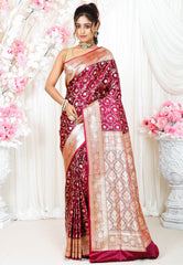 Magenta Wedding Banarasi Silk Saree with Blouse Piece - Adi Akshoy & Co.