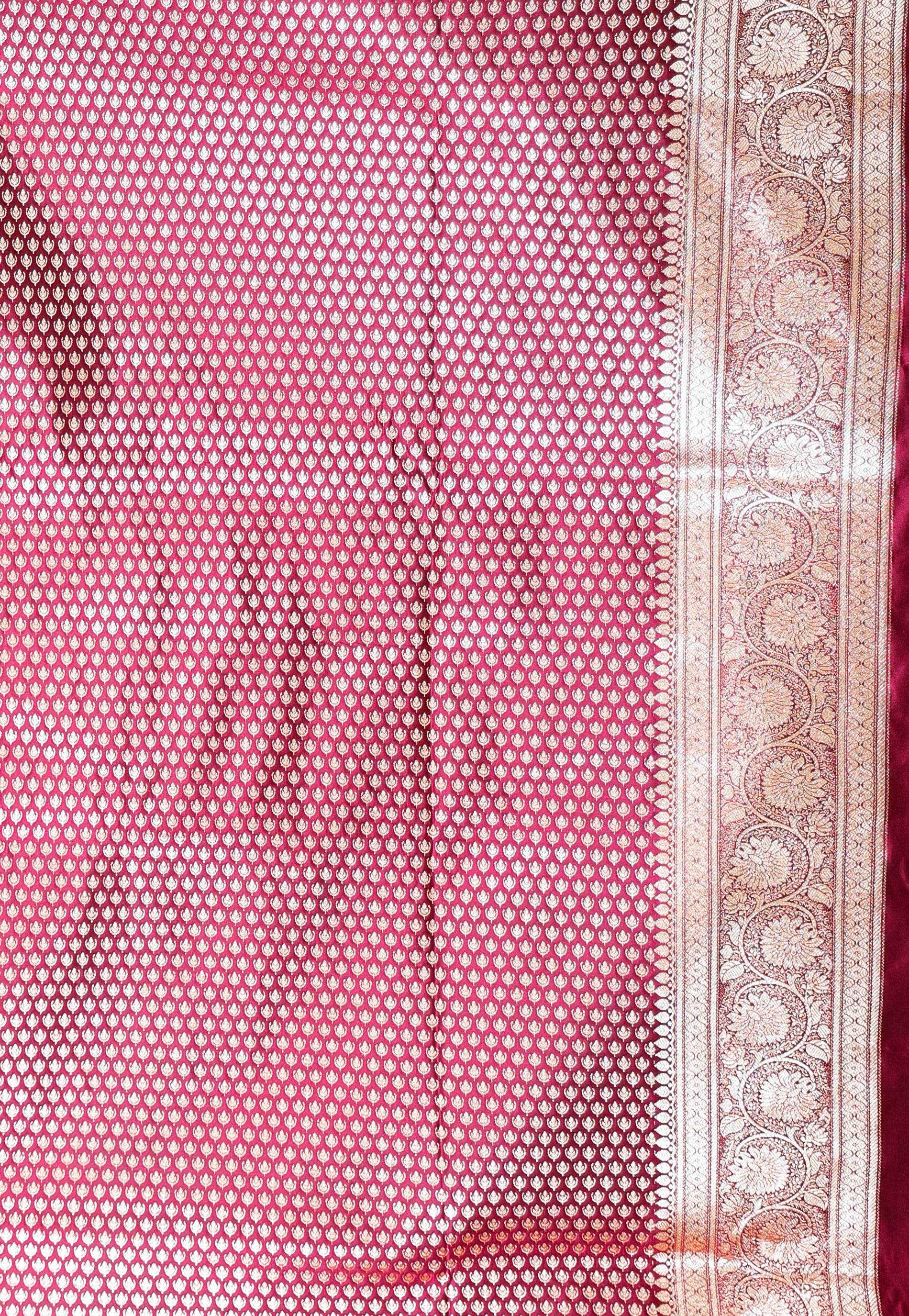 Magenta Wedding Banarasi Silk Saree with Blouse Piece - Adi Akshoy & Co.