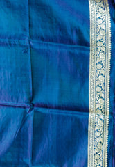 Peacock Blue Wedding Banarasi Silk Saree with Blouse Piece - Adi Akshoy & Co.