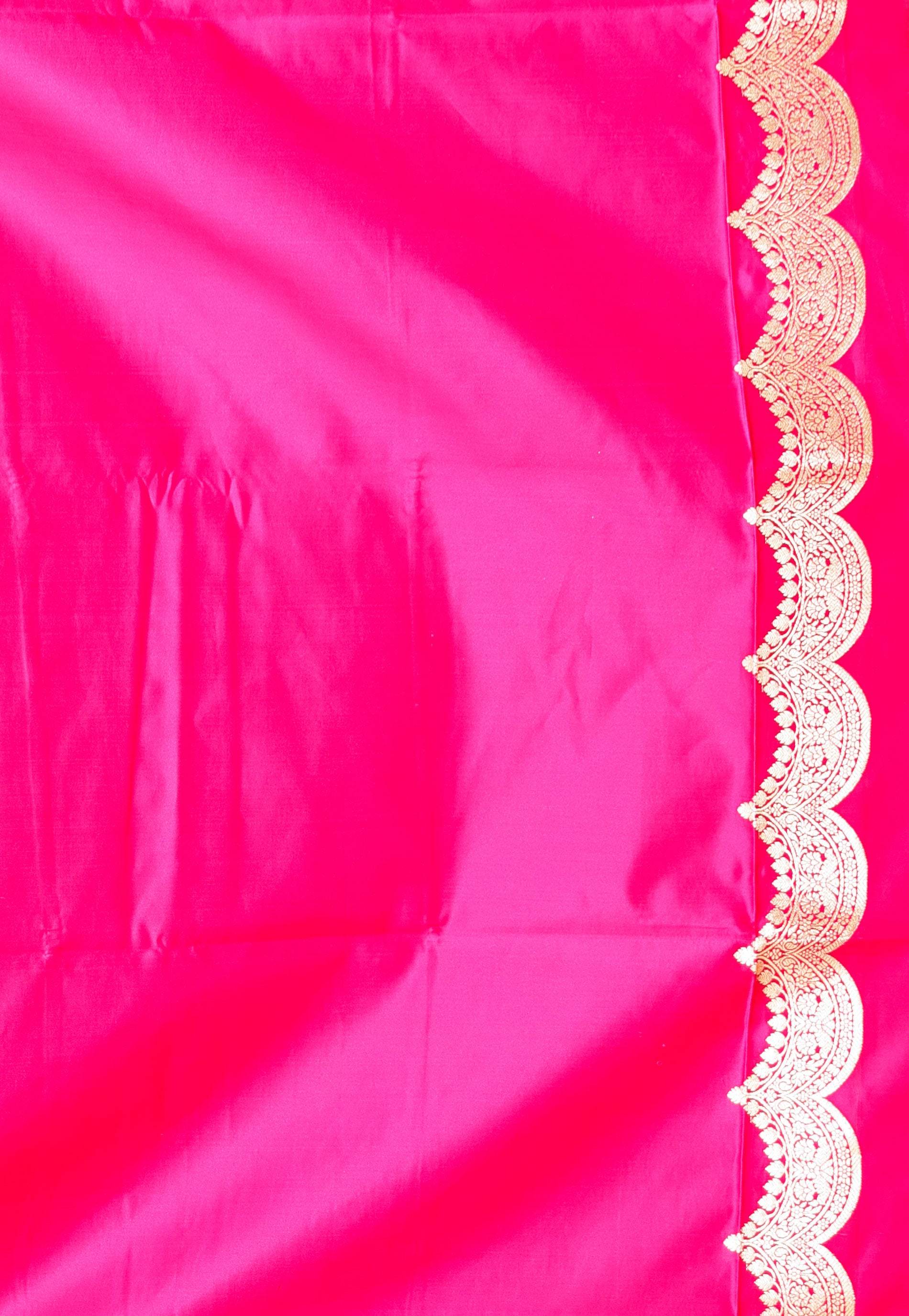 Rani Pink Wedding Banarasi Silk Saree with Blouse Piece - Adi Akshoy & Co.