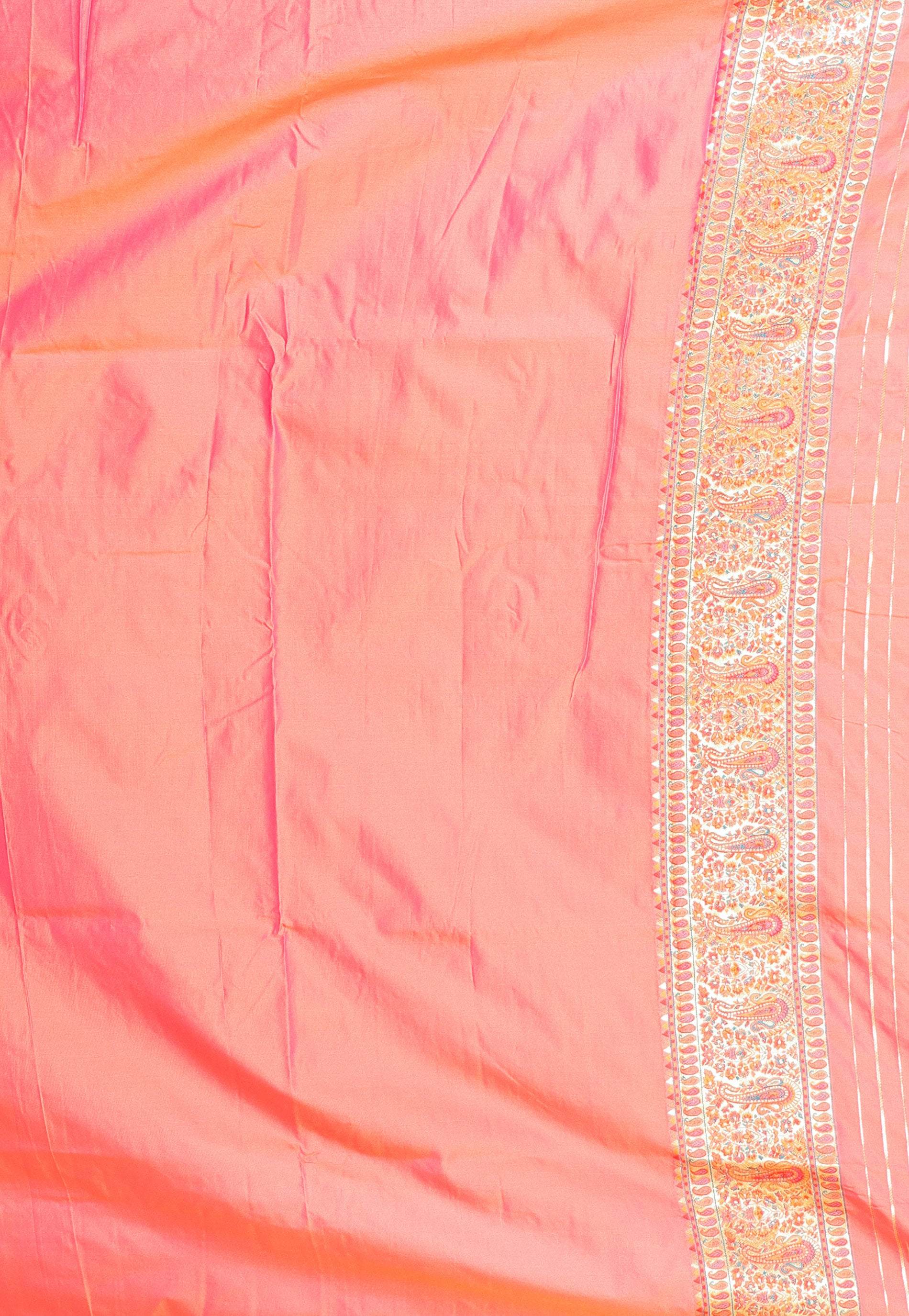 Rani Pink Kani Silk Saree With Blouse Piece - Adi Akshoy & Co.