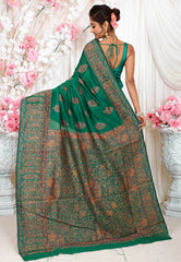 Green Kani Silk Saree With Blouse Piece - Adi Akshoy & Co.