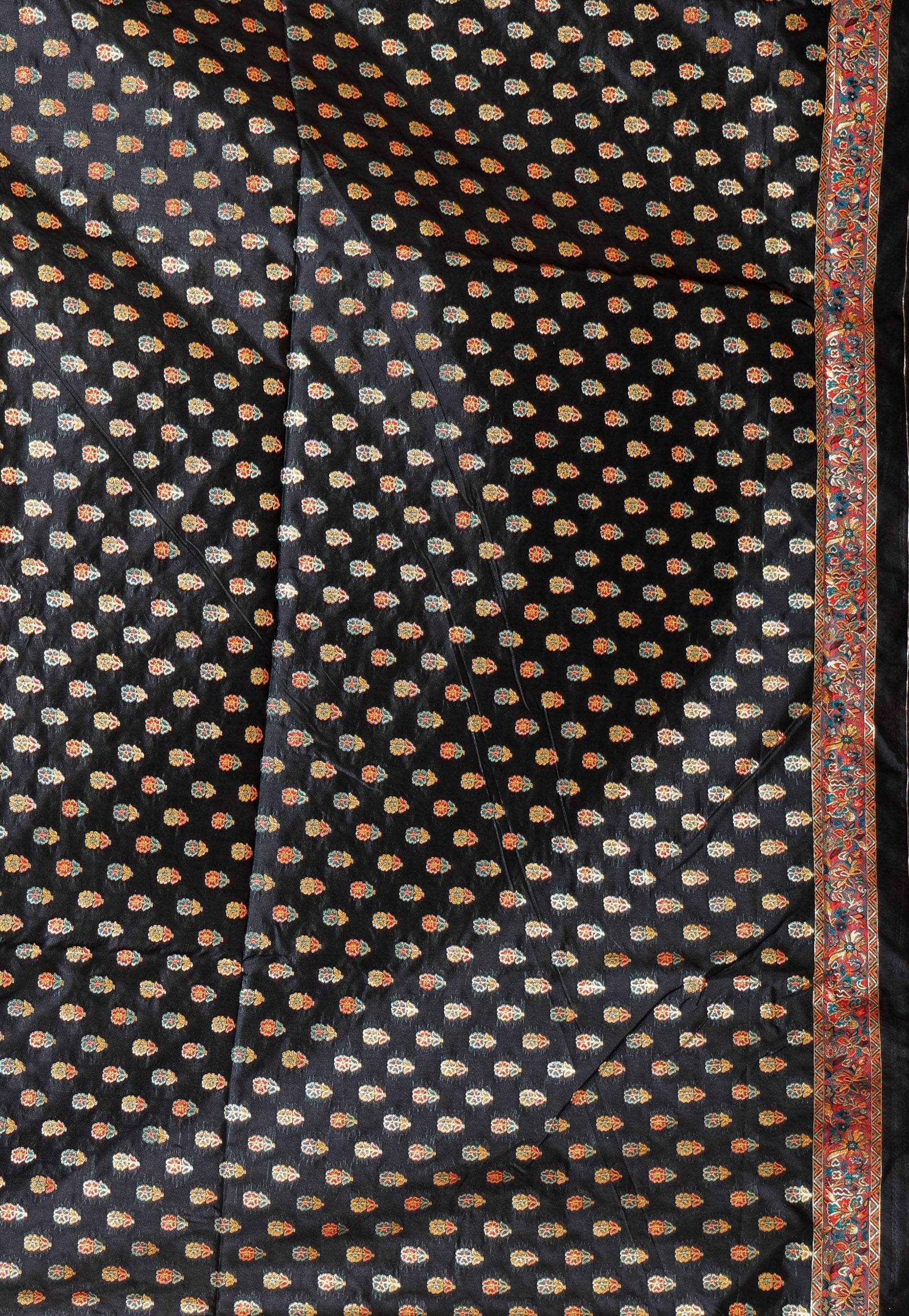 Black Kani Silk Saree With Blouse Piece - Adi Akshoy & Co.