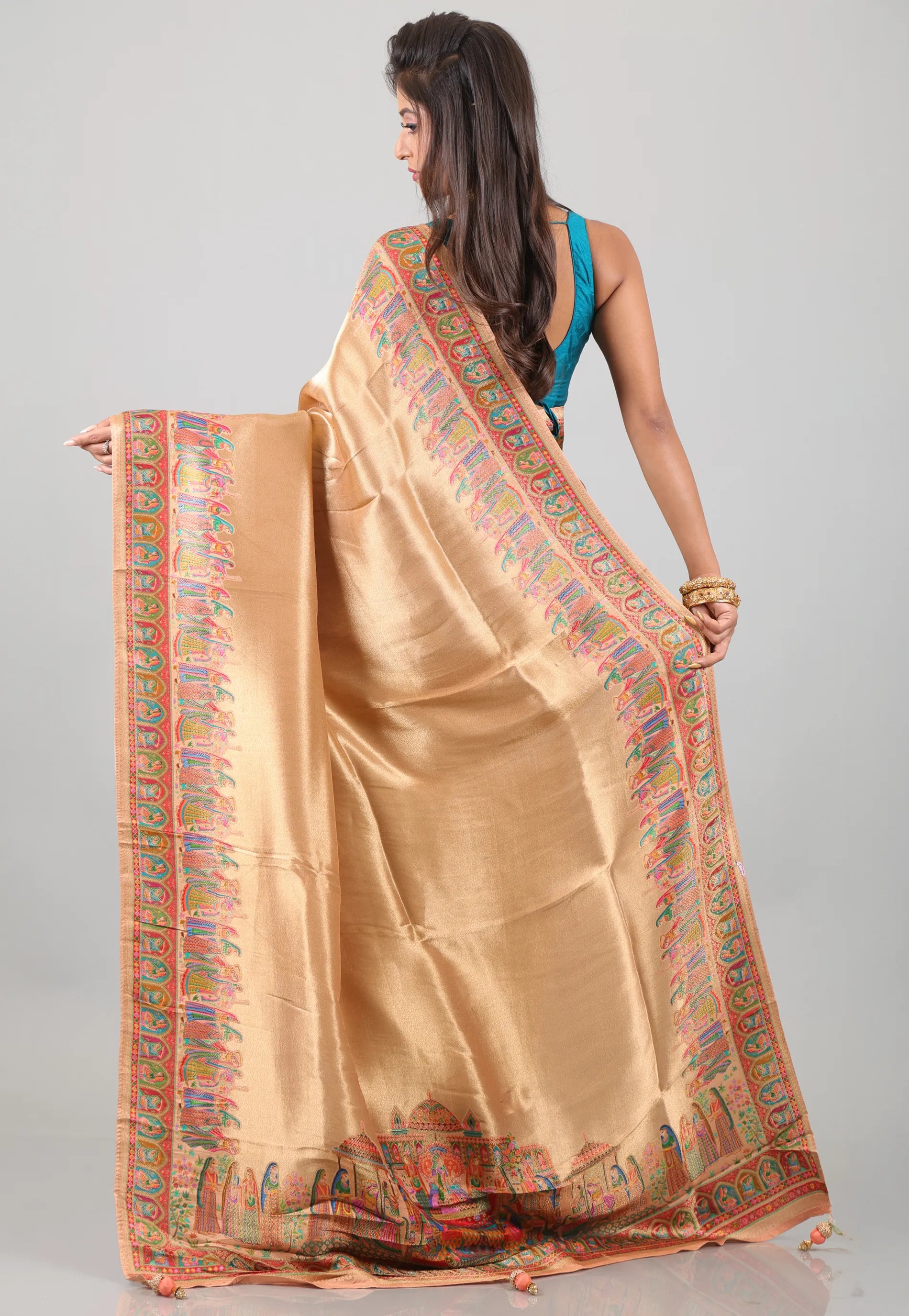 Golden Kani Silk Saree With Blouse Piece - Adi Akshoy & Co.