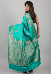 Rama Green Mashru Silk Saree with Blouse Piece - Adi Akshoy & Co.