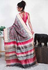 Grey Tussar Silk Saree with Blouse Piece - Adi Akshoy & Co.