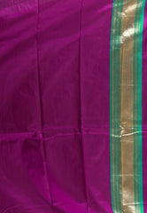 Purple with Ramma Green Border Kanjivaram Silk Saree With Blouse Piece - Adi Akshoy & Co.
