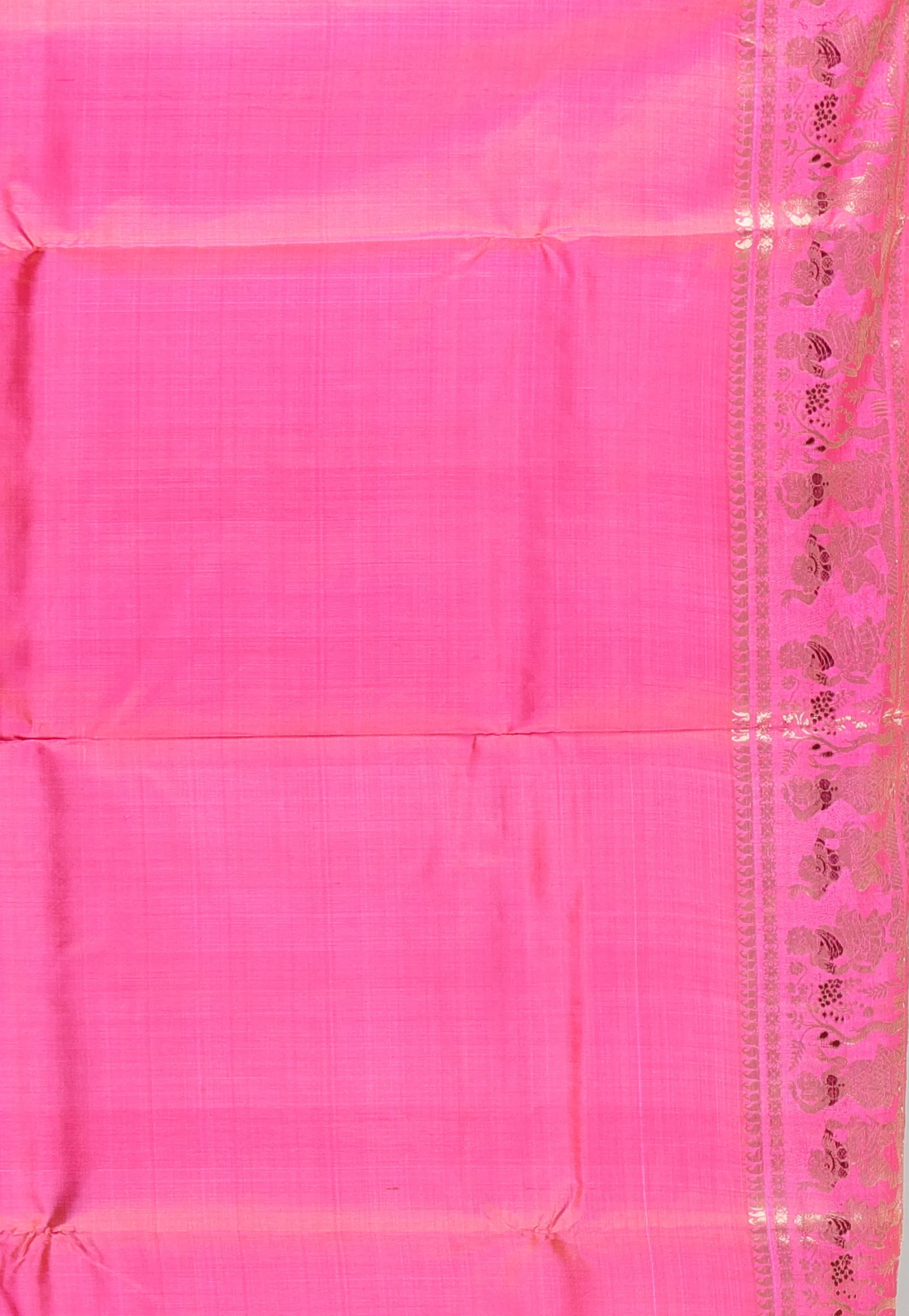Rani Pink with Zari work Pure Baluchari Silk Saree with Blouse Piece - Adi Akshoy & Co.