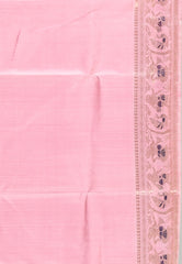 Peach Pink with Zari work Pure Baluchari Silk Saree with Blouse Piece - Adi Akshoy & Co.