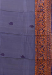 Beige with Rani Border Pure Kora Silk Saree With Blouse Piece - Adi Akshoy & Co.