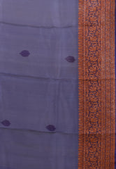 Beige with Rani Border Pure Kora Silk Saree With Blouse Piece - Adi Akshoy & Co.