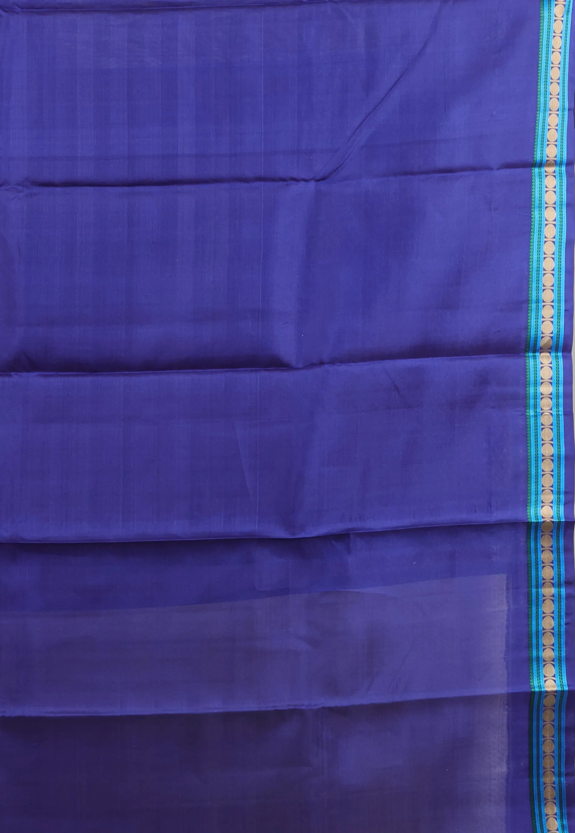 Off White with Blue Pure Kanjivaram Silk Saree With Blouse Piece - Adi Akshoy & Co.