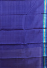 Off White with Blue Pure Kanjivaram Silk Saree With Blouse Piece - Adi Akshoy & Co.