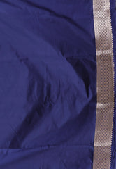 Navy Blue Shikargah Katan Silk Saree With Blouse Piece - Adi Akshoy & Co.