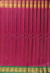 Yellow with Magenta & Green Border Pure Gadwal Silk Saree With Blouse Piece - Adi Akshoy & Co.