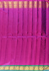 Black with Magenta & Green Border Pure Gadwal Silk Saree With Blouse Piece - Adi Akshoy & Co.