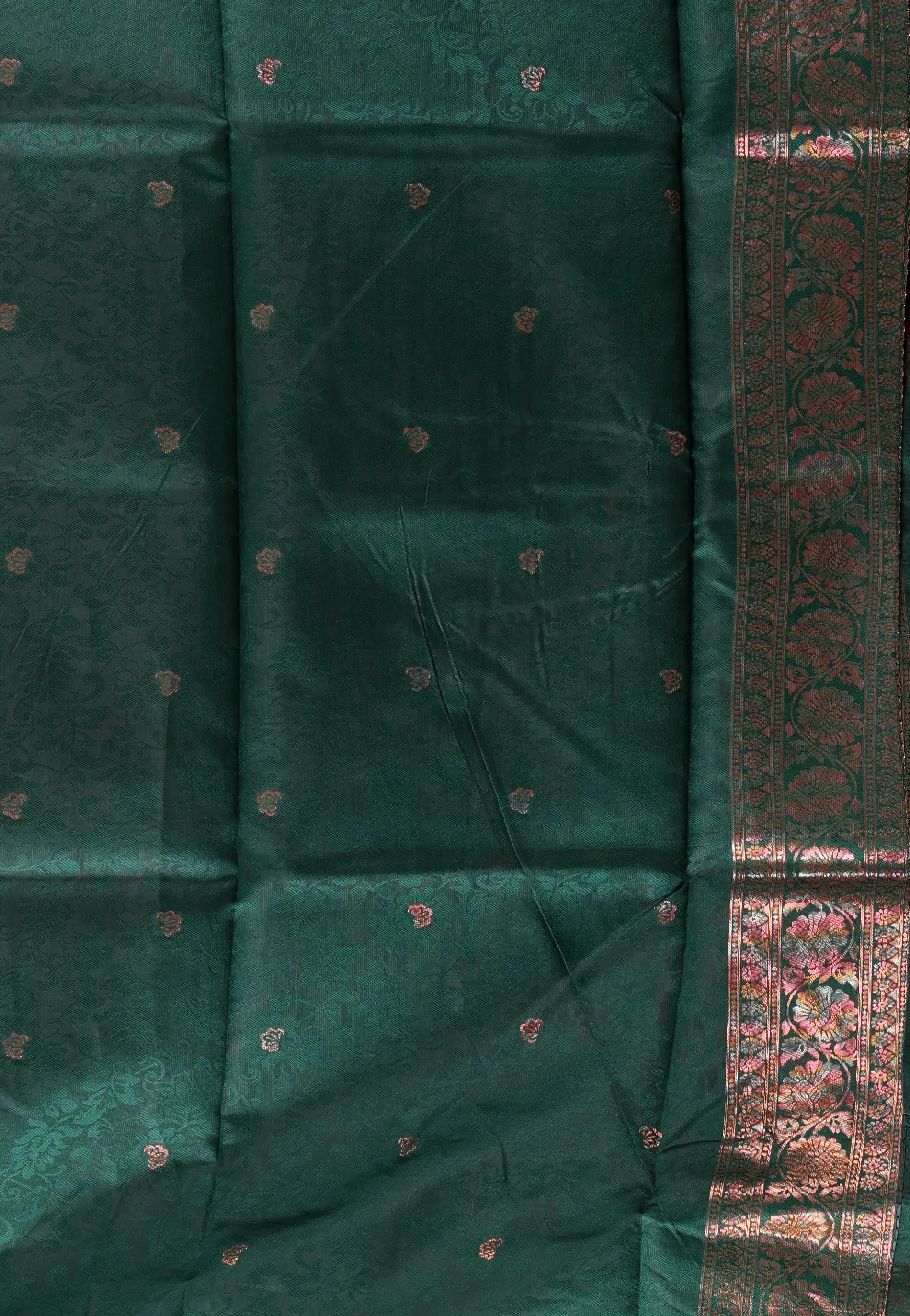 Red with Rama Green Border Ikkat Silk Saree With Blouse Piece - Adi Akshoy & Co.
