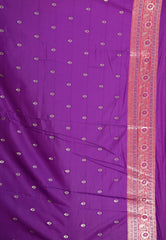 Purple with Rani Pink Border Mashru Silk Saree with Blouse Piece - Adi Akshoy & Co.