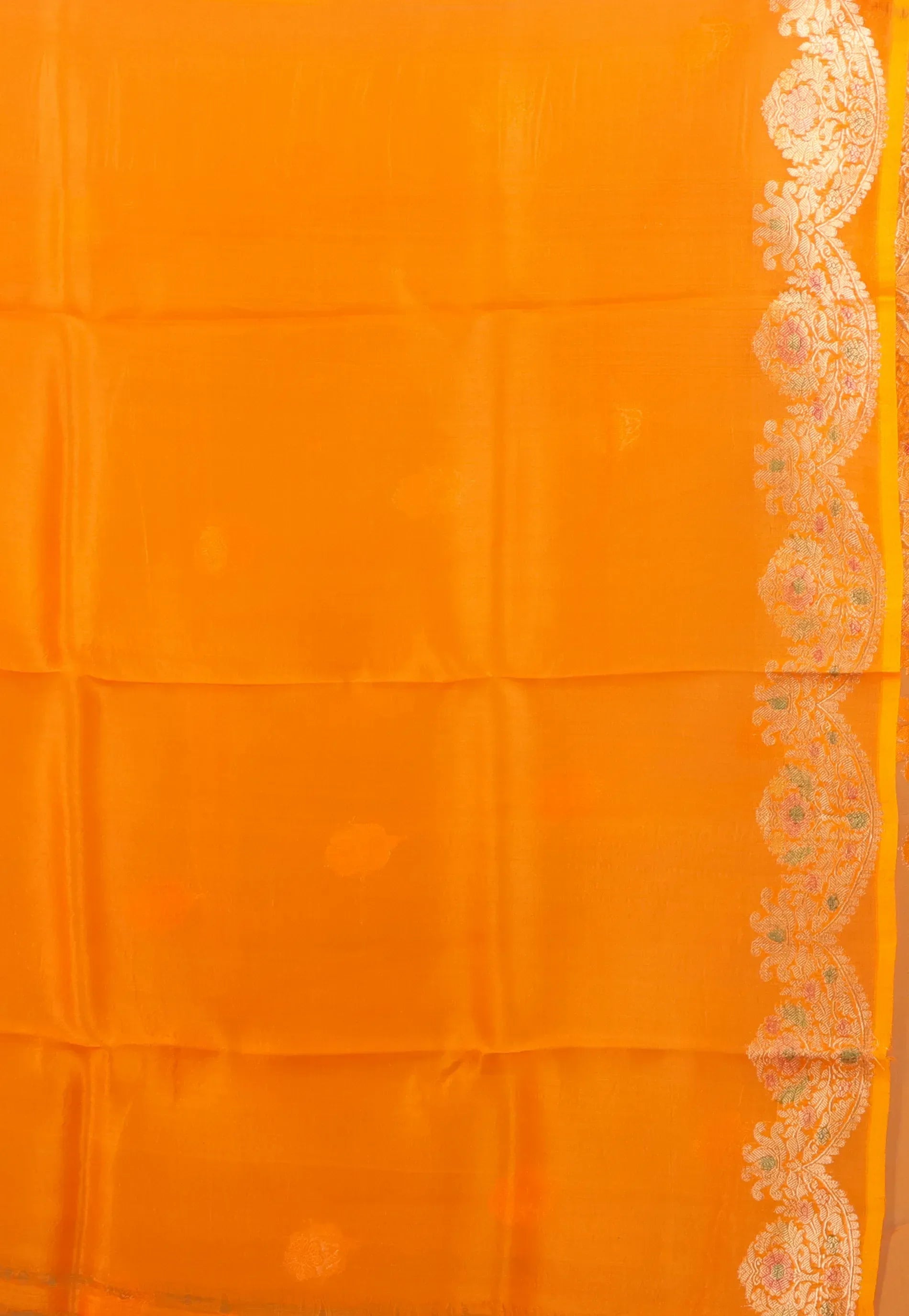 Mustard Yellow Pure Kora Silk Saree With Blouse Piece - Adi Akshoy & Co.