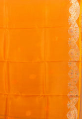 Mustard Yellow Pure Kora Silk Saree With Blouse Piece - Adi Akshoy & Co.