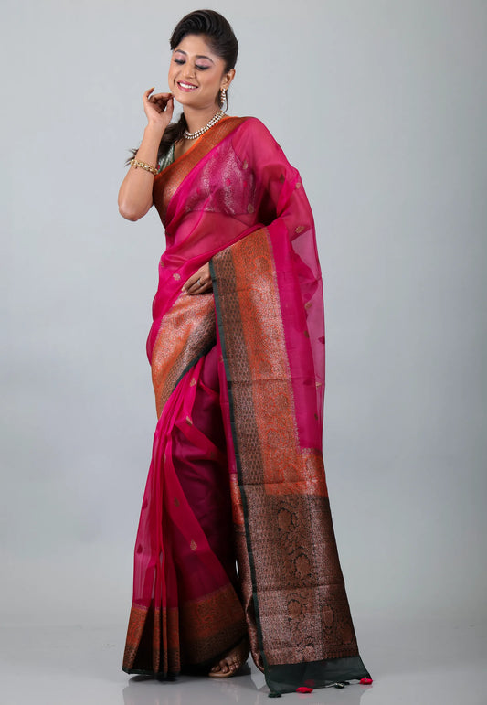 Rani Pure Kora Silk Saree With Blouse Piece - Adi Akshoy & Co.