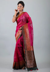 Rani Pure Kora Silk Saree With Blouse Piece - Adi Akshoy & Co.