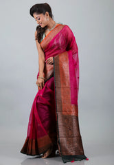Rani Pure Kora Silk Saree With Blouse Piece - Adi Akshoy & Co.