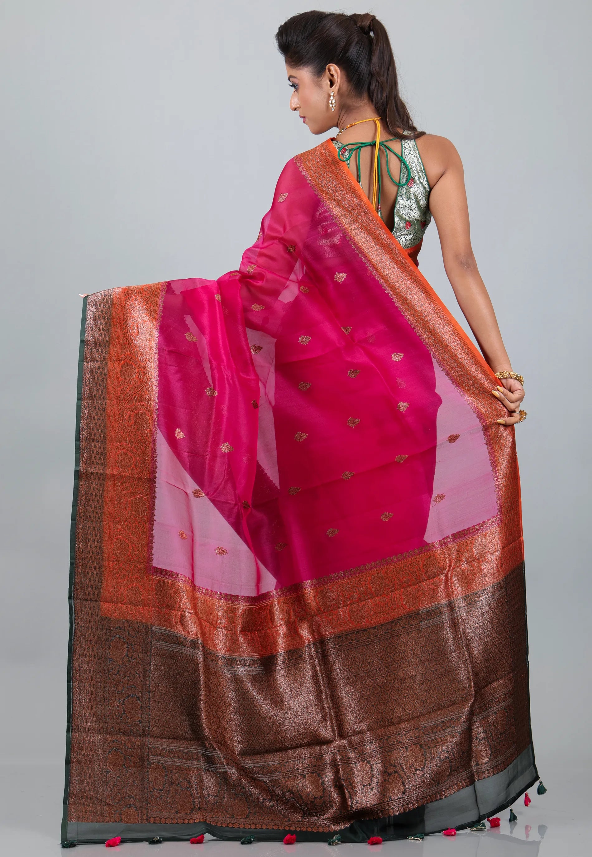 Rani Pure Kora Silk Saree With Blouse Piece - Adi Akshoy & Co.