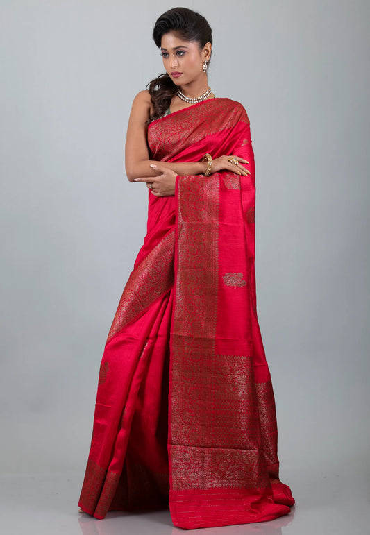 Rani Pure Tussar Silk Saree with Blouse Piece - Adi Akshoy & Co.