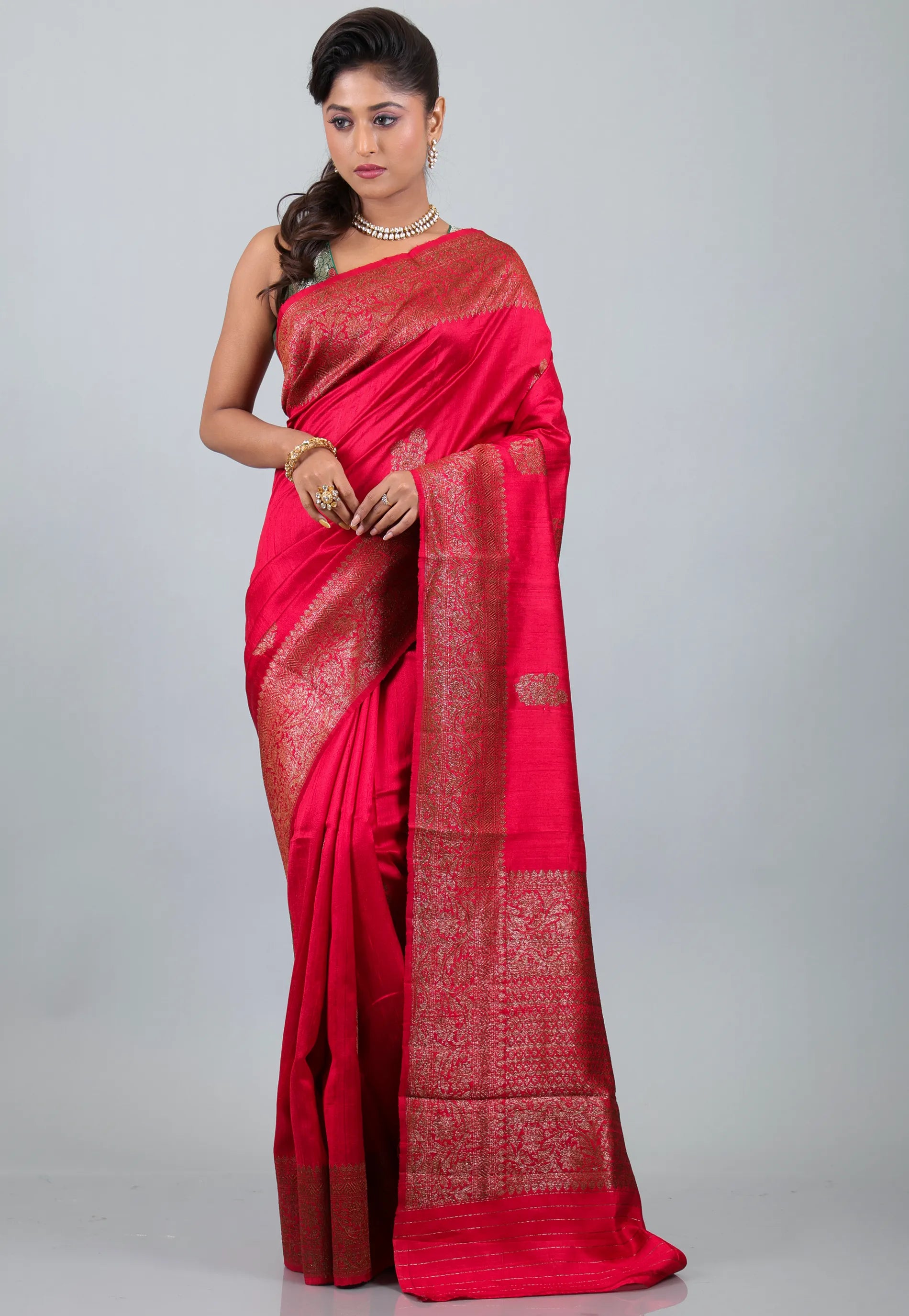 Rani Pure Tussar Silk Saree with Blouse Piece - Adi Akshoy & Co.