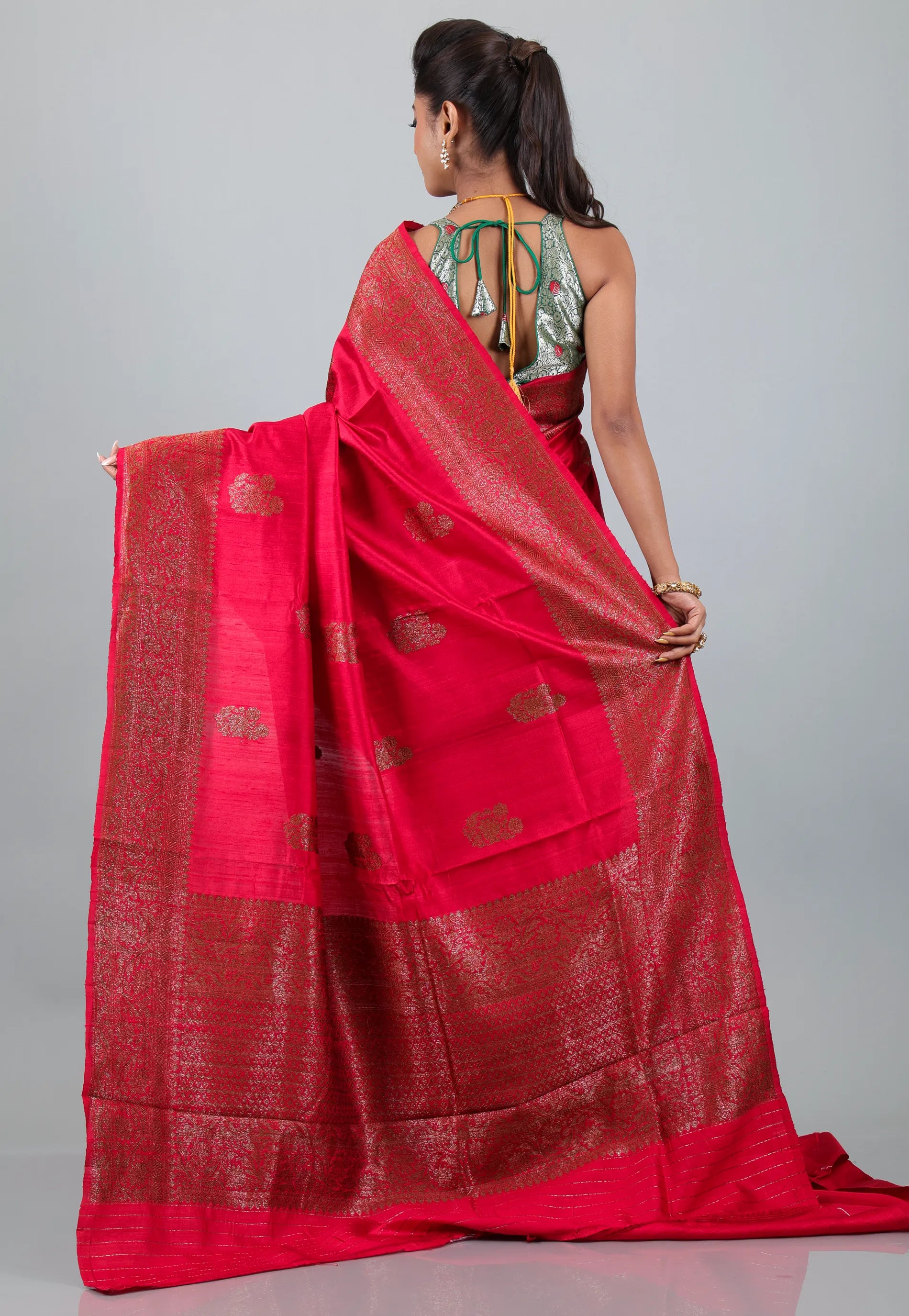 Rani Pure Tussar Silk Saree with Blouse Piece - Adi Akshoy & Co.
