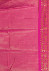 Feroza Blue with Rani Pink Border Tissue Silk Saree with Blouse Piece - Adi Akshoy & Co.