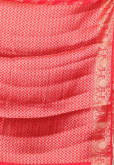 White with Red Border Pure Tussar Silk Saree with Blouse Piece