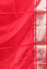 Off White with Red Border Katan Silk Saree With Blouse Piece - Adi Akshoy & Co.