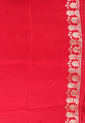 Red Mashru Silk Saree with Blouse Piece - Adi Akshoy & Co.