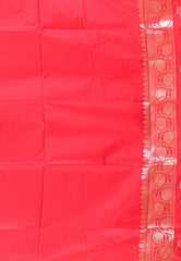 Off White with Red Border Katan Silk Saree With Blouse Piece - Adi Akshoy & Co.