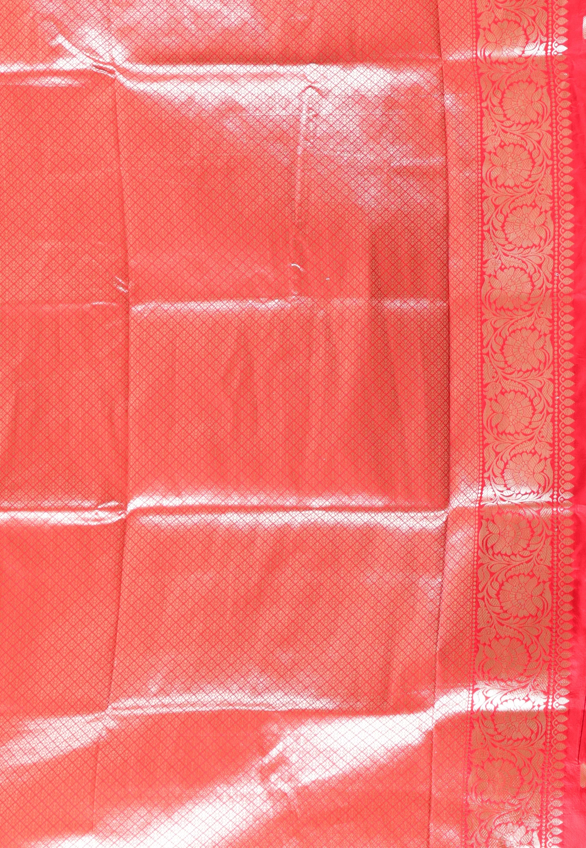 Off White with Red Border Katan Silk Saree With Blouse Piece - Adi Akshoy & Co.