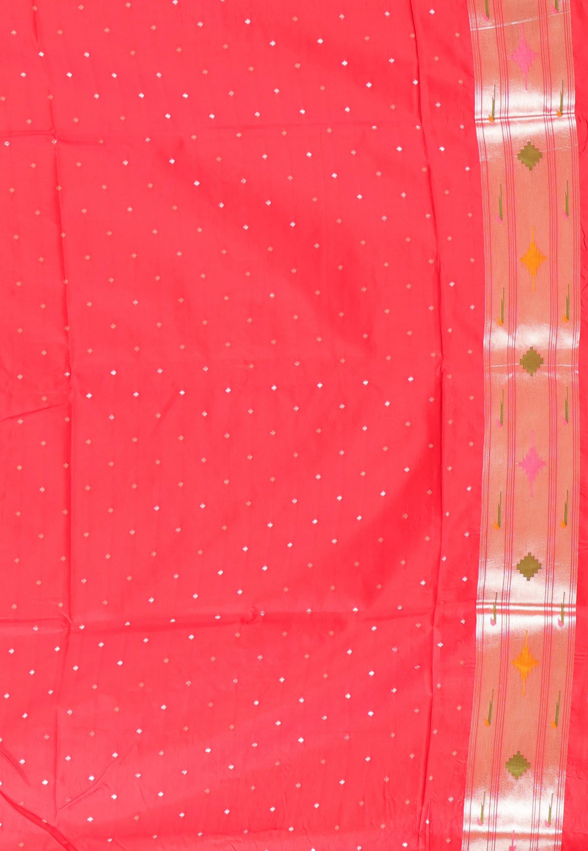 Off White with Red Border Katan Silk Saree With Blouse Piece - Adi Akshoy & Co.