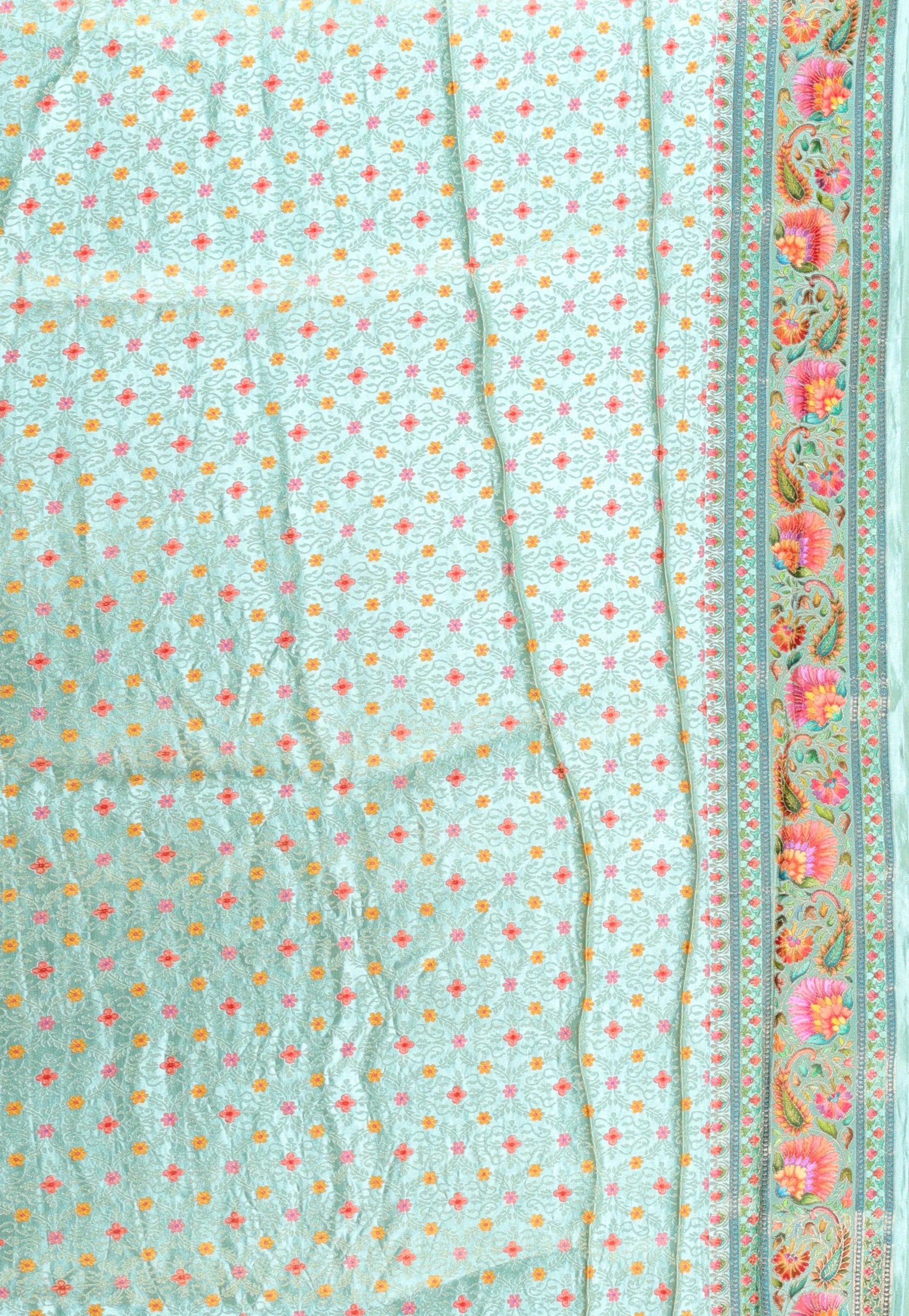 Pesta Green Kani Silk Saree With Blouse Piece - Adi Akshoy & Co.