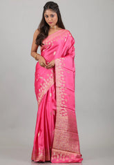 Rani Pink Mashru Silk Saree with Blouse Piece - Adi Akshoy & Co.