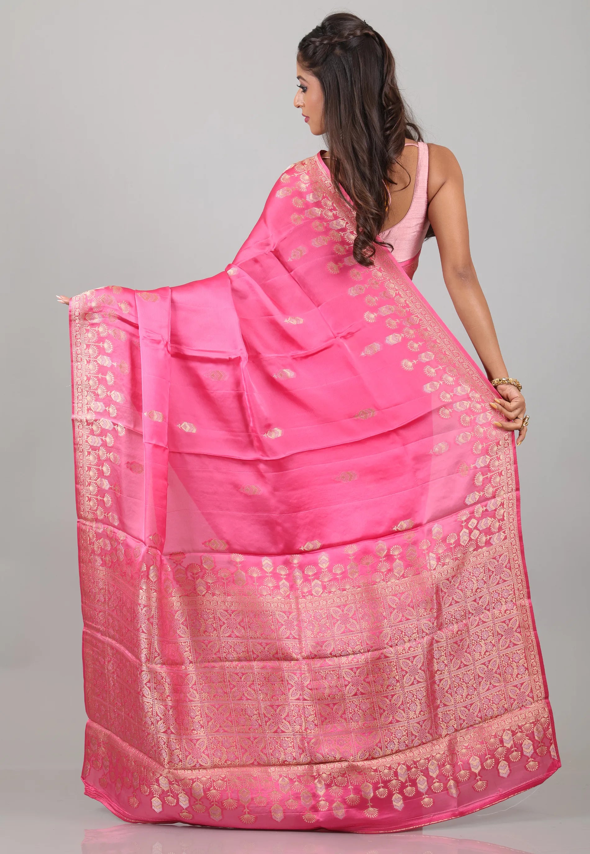 Rani Pink Mashru Silk Saree with Blouse Piece - Adi Akshoy & Co.