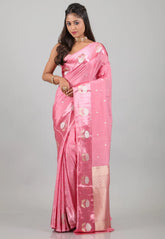 Baby Pink Mashru Silk Saree with Blouse Piece - Adi Akshoy & Co.