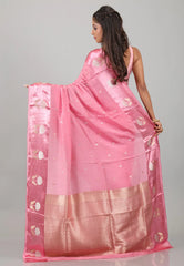Baby Pink Mashru Silk Saree with Blouse Piece - Adi Akshoy & Co.