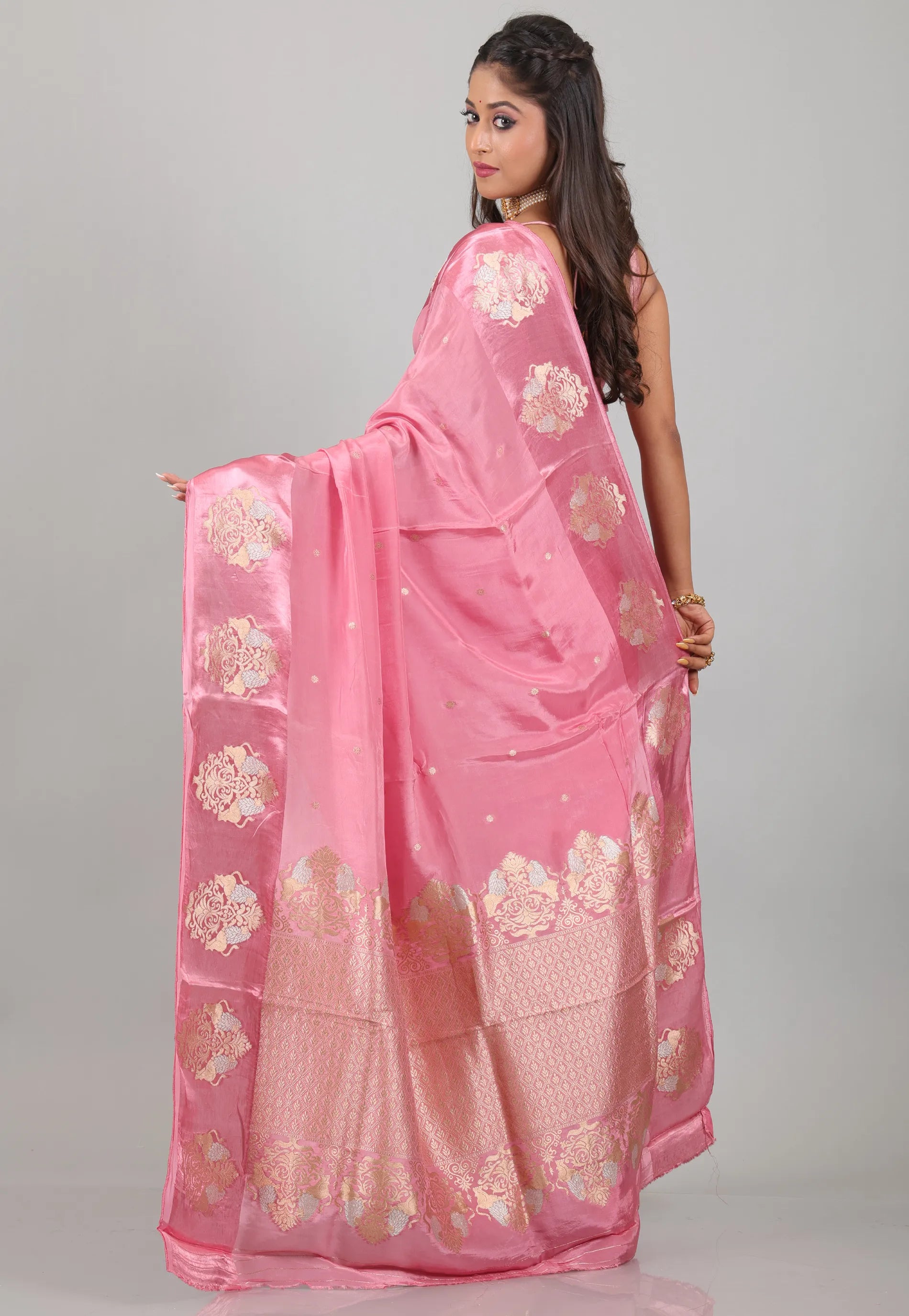 Pink Mashru Silk Saree with Blouse Piece - Adi Akshoy & Co.
