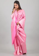 Pink Kanjivaram Silk Saree With Blouse Piece