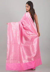 Pink Kanjivaram Silk Saree With Blouse Piece
