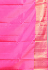 Yellow with Rani Border Pure Kanjivaram Silk Saree With Blouse Piece - Adi Akshoy & Co.