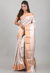 Grey Tissue Kanjivaram Silk Saree With Blouse Piece - Adi Akshoy & Co.